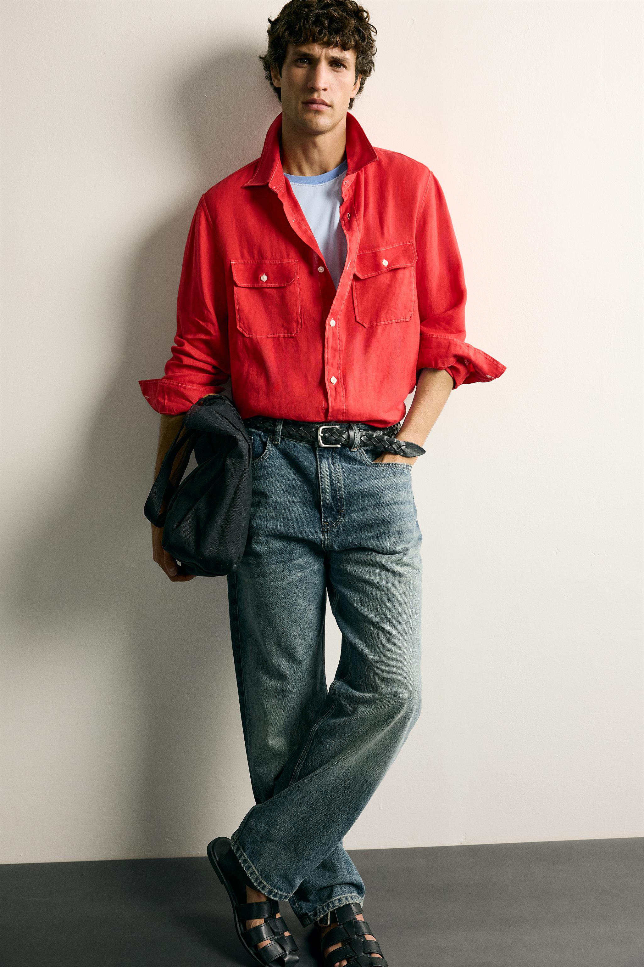 100% LINEN REGULAR FIT OVERSHIRT